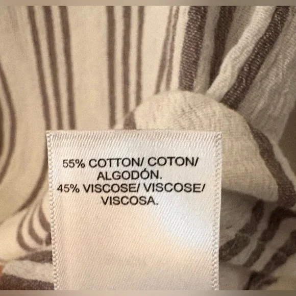 Lucky Brand Women’s Size S Beige and Brown Striped Blouse - Picture 5 of 7